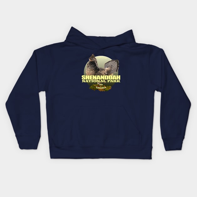 Shenandoah National Park (ruffed grouse) Kids Hoodie by grayrider